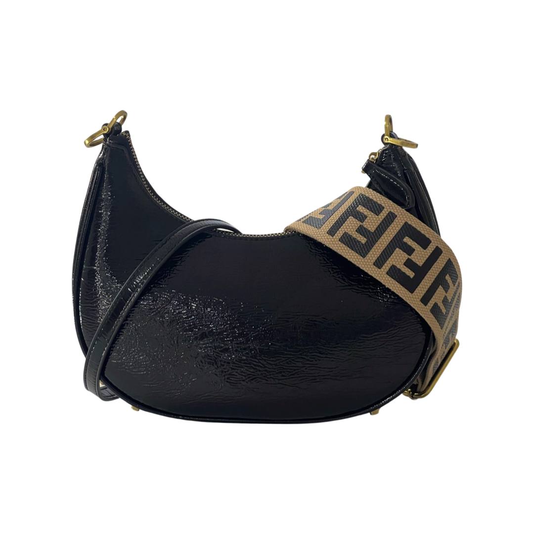 Cuero | Fendigraphy Small Black crocodile leather bag