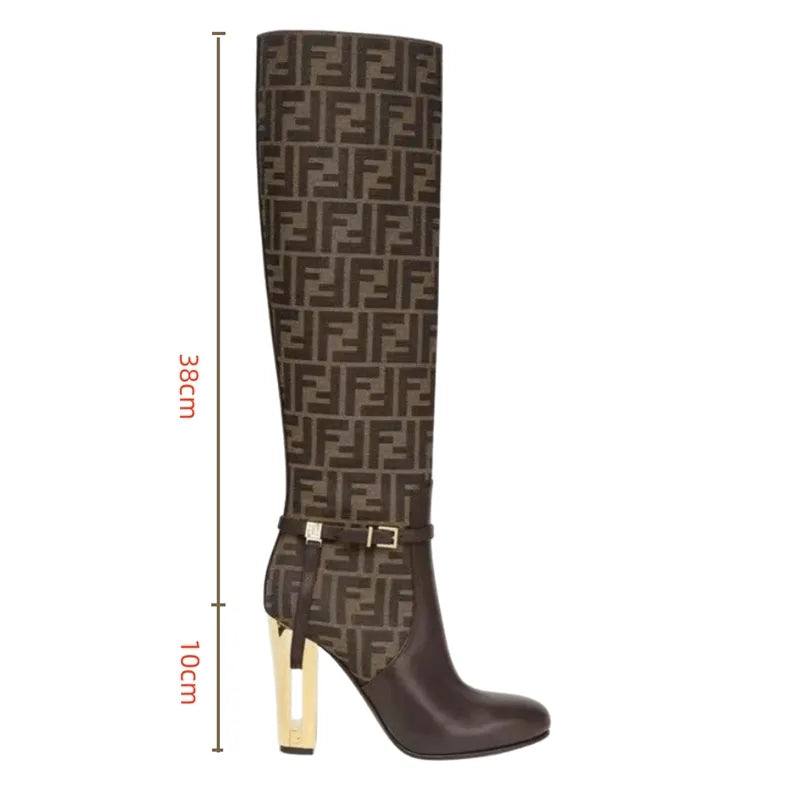 Cuero | Delfina Brown leather high-heeled boots