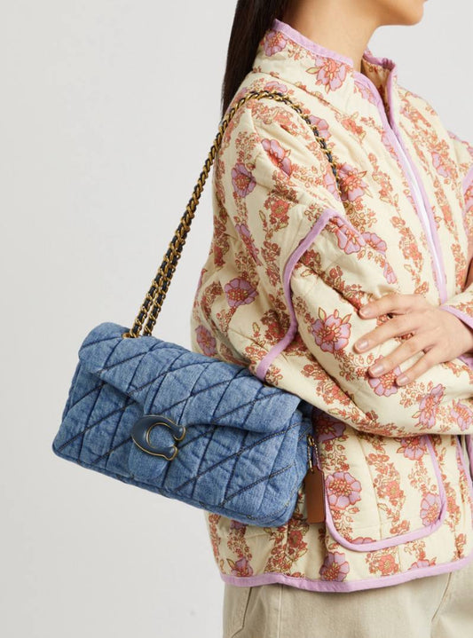 Cuero | Tabby 26 quilted denim shoulder bag