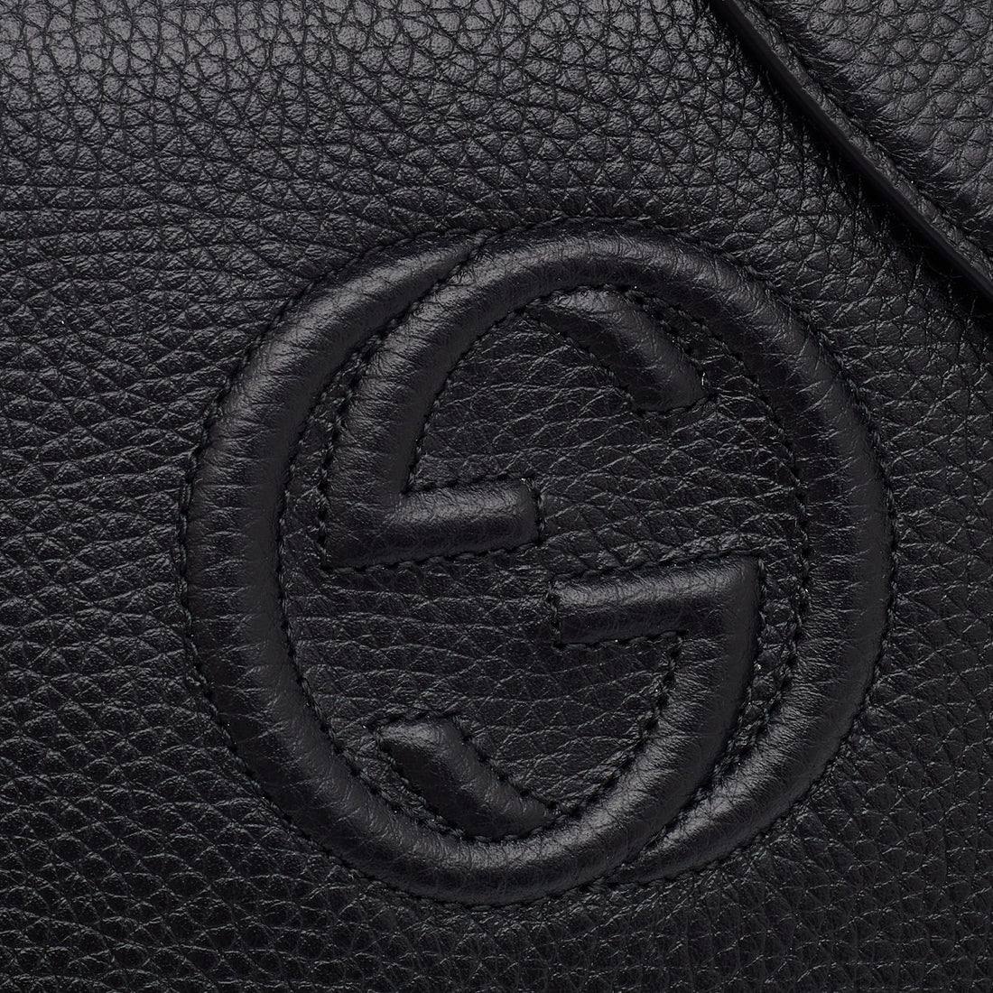 Cuero | Black Pebbled Leather Soho Wallet On Chain