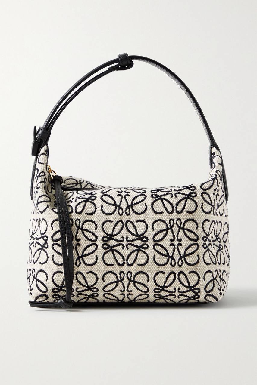 Cuero | SMALL CUBE LEATHER TRIMMED CANVAS JACQUARD BAG
