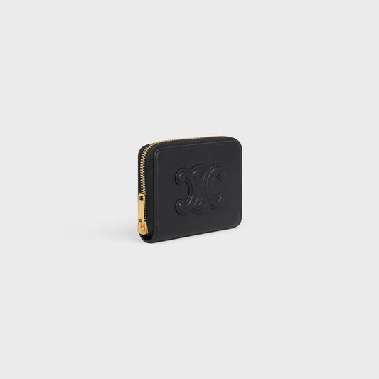 Cuero | COMPACT ZIPPED WALLET CUIR TRIOMPHE IN SMOOTH CALFSKIN