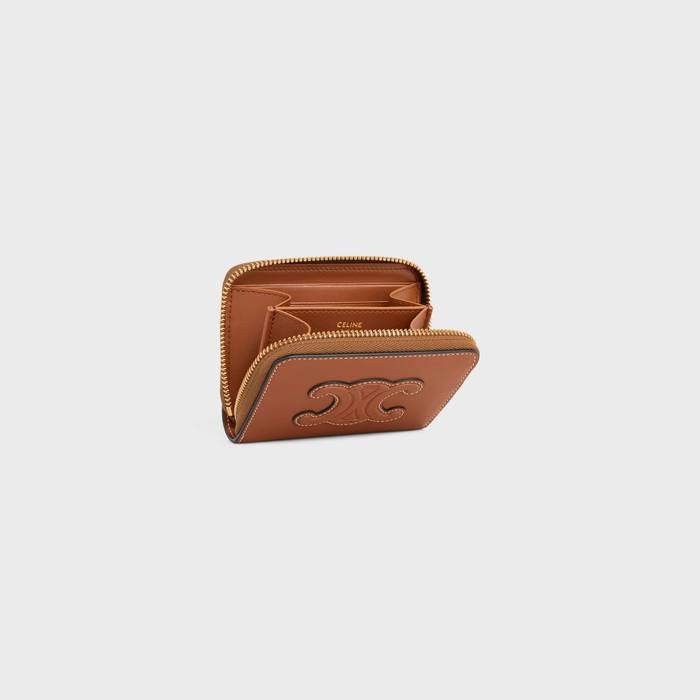Cuero | COMPACT ZIPPED WALLET CUIR TRIOMPHE IN SMOOTH CALFSKIN