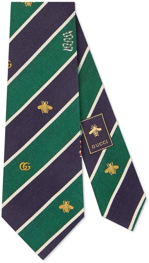 Cuero | stripe print motif detail tie - Green
