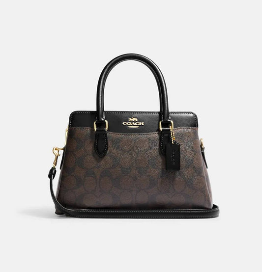 Cuero | MINI DARCIE CARRYALL IN SIGNATURE CANVAS GOLD/BROWN BLACK