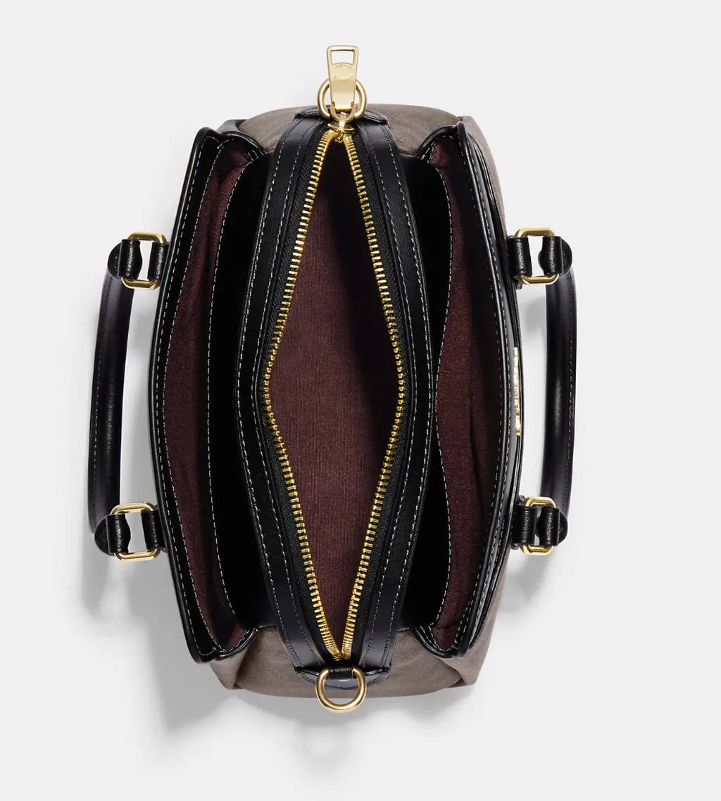 Cuero | MINI DARCIE CARRYALL IN SIGNATURE CANVAS GOLD/BROWN BLACK
