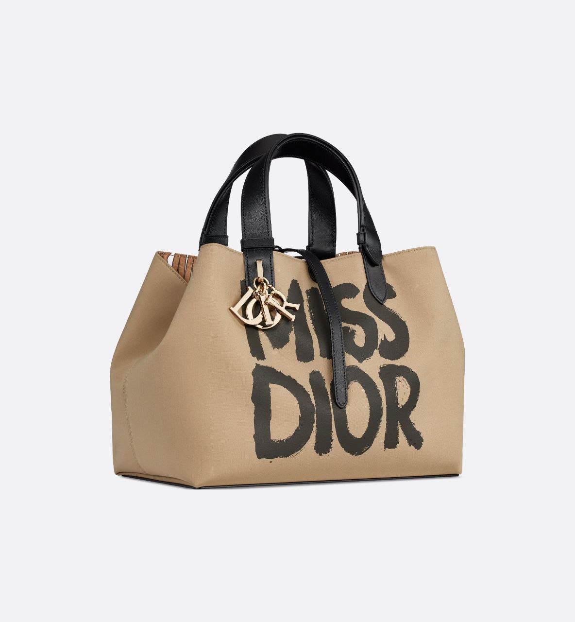 Cuero | Medium Toujours Bag Beige and Black Graffiti Printed