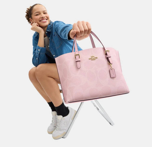 Cuero | Mollie Tote Bag 25 In Signature Canvas Baby Pink