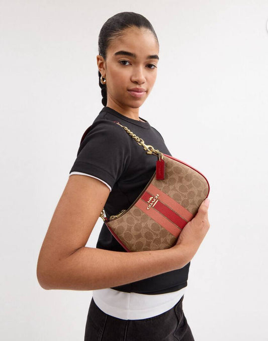 Cuero | Teri Shoulder Bag In Signature Canvas With Stripe