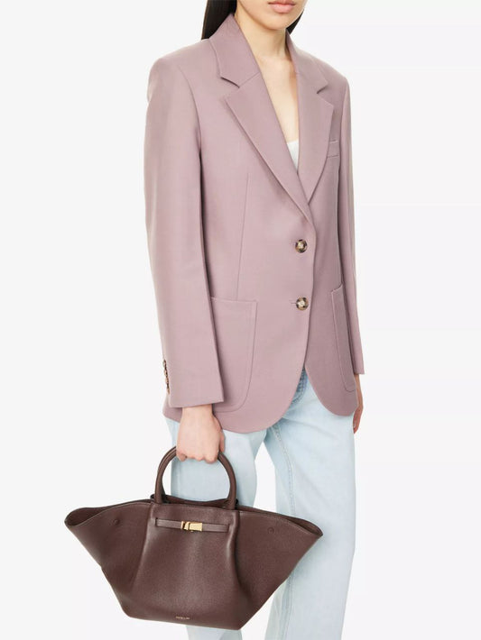 Cuero | Demellier The Midi New York Brown Grain Ecru Stitching