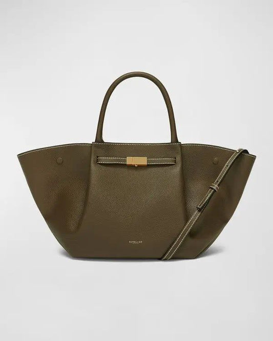 Cuero | Demellier The Midi New York Grain Ecru Stitching