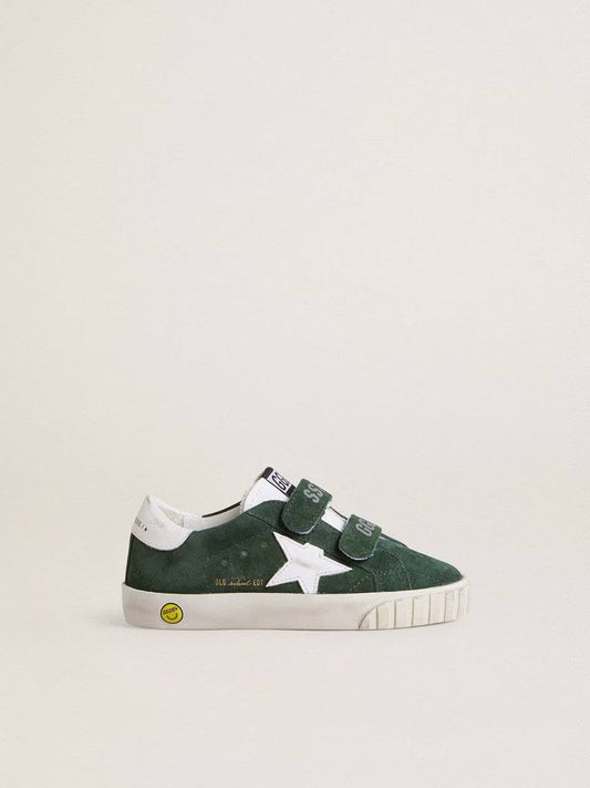 Cuero | Old School Young in green suede with white leather star and heel tab