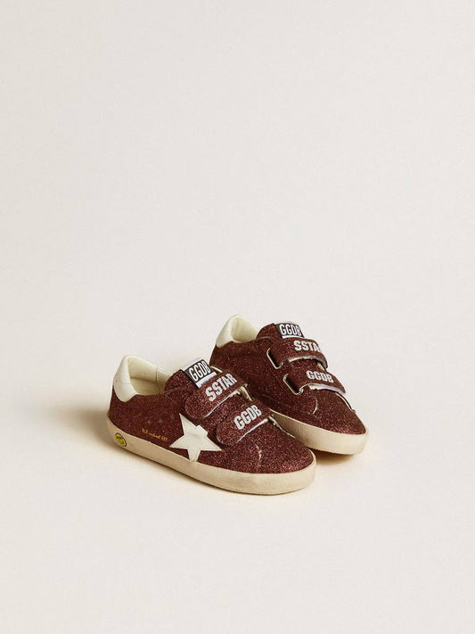 Cuero | Old School Junior in burgundy glitter with leather star and heel tab