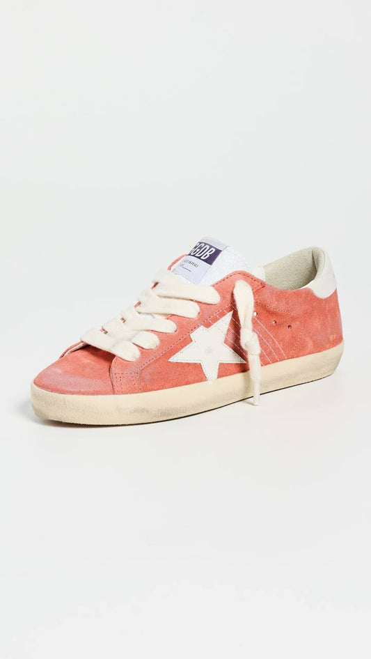 Cuero | Women’s Super-Star in coral suede with white leather star and heel tab
