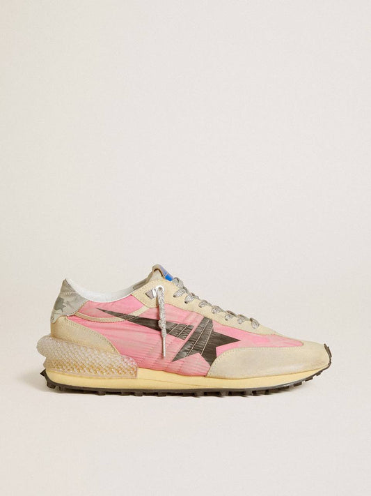 Cuero | Women’s Marathon in pink nylon and gold suede with black printed star