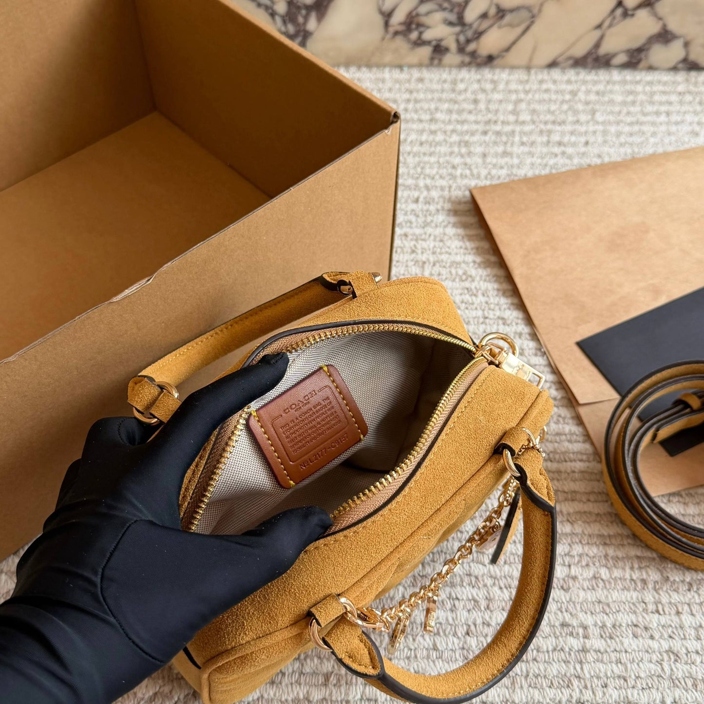 Cuero | Quilted Suede Mini Top-Handle Bag