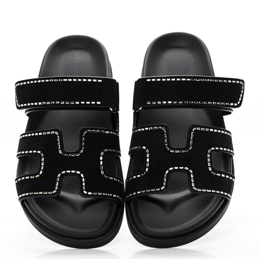 Cuero | Suede Crystal Chypre Sandals