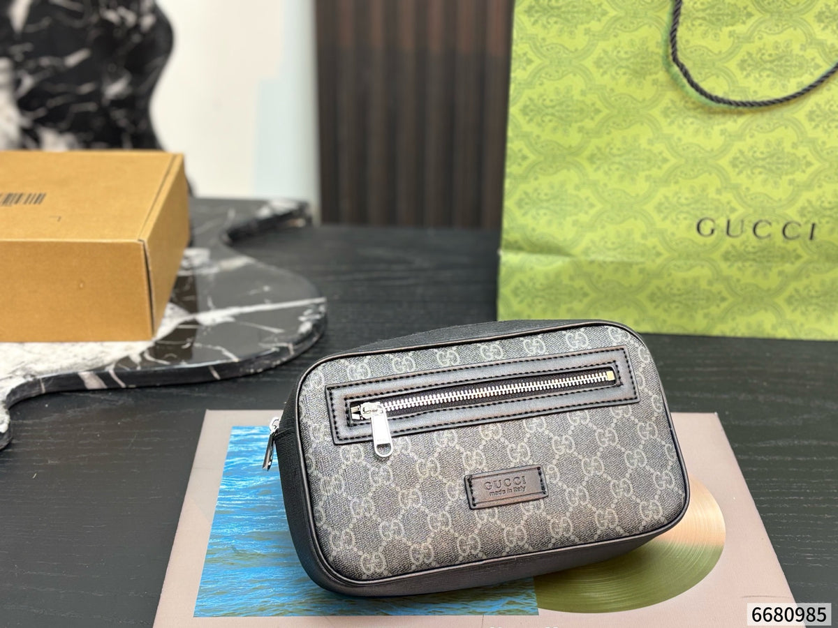 Cuero | Signature Monogram Zip Front Belt Bag - Graphite Grey Monogram
