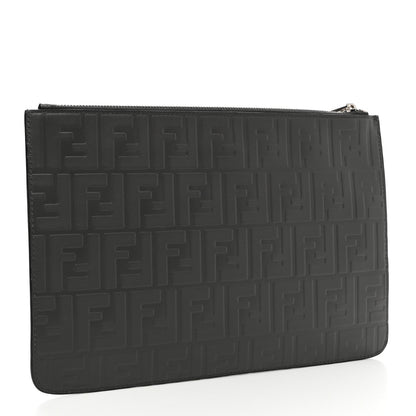 Cuero | Vitello Grace FF Embossed Pouch Black