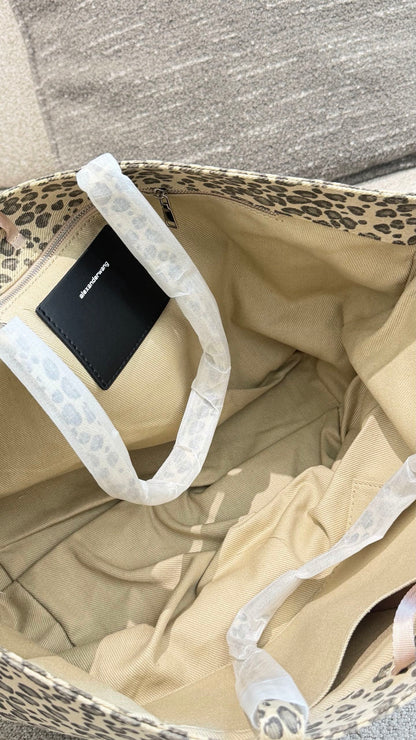 Cuero | Leopard Print Logo Tote Bag - Beige Leopard