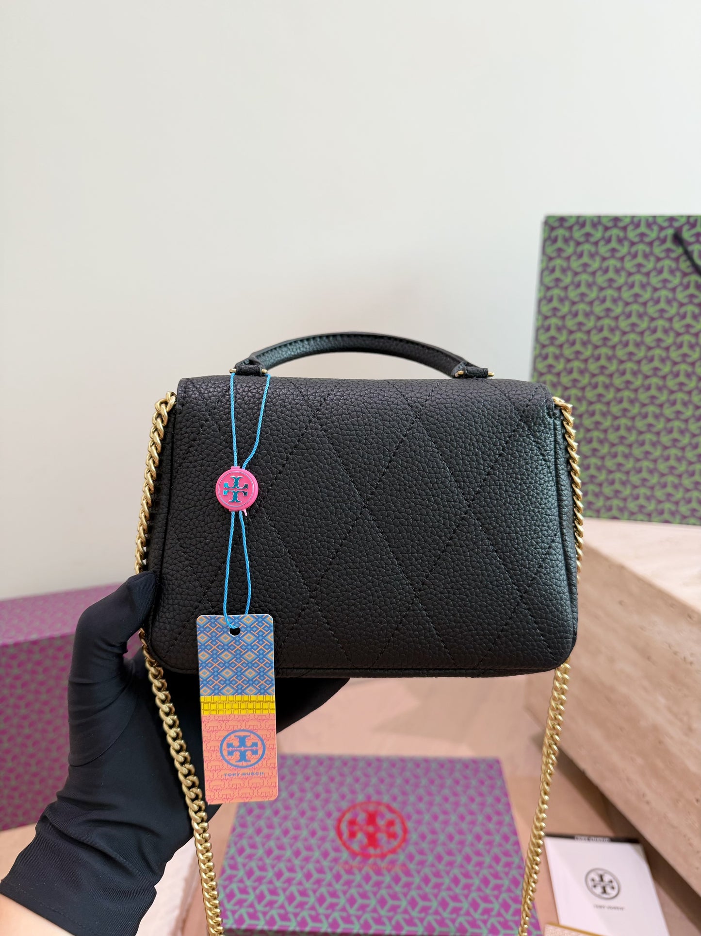 Cuero | Quilted Top Handle Mini Bag Black