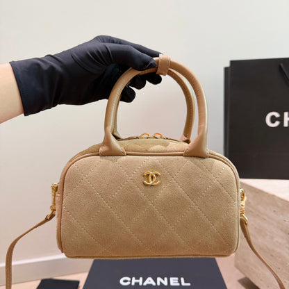 Cuero | Quilted Suede Mini Bowling Bag