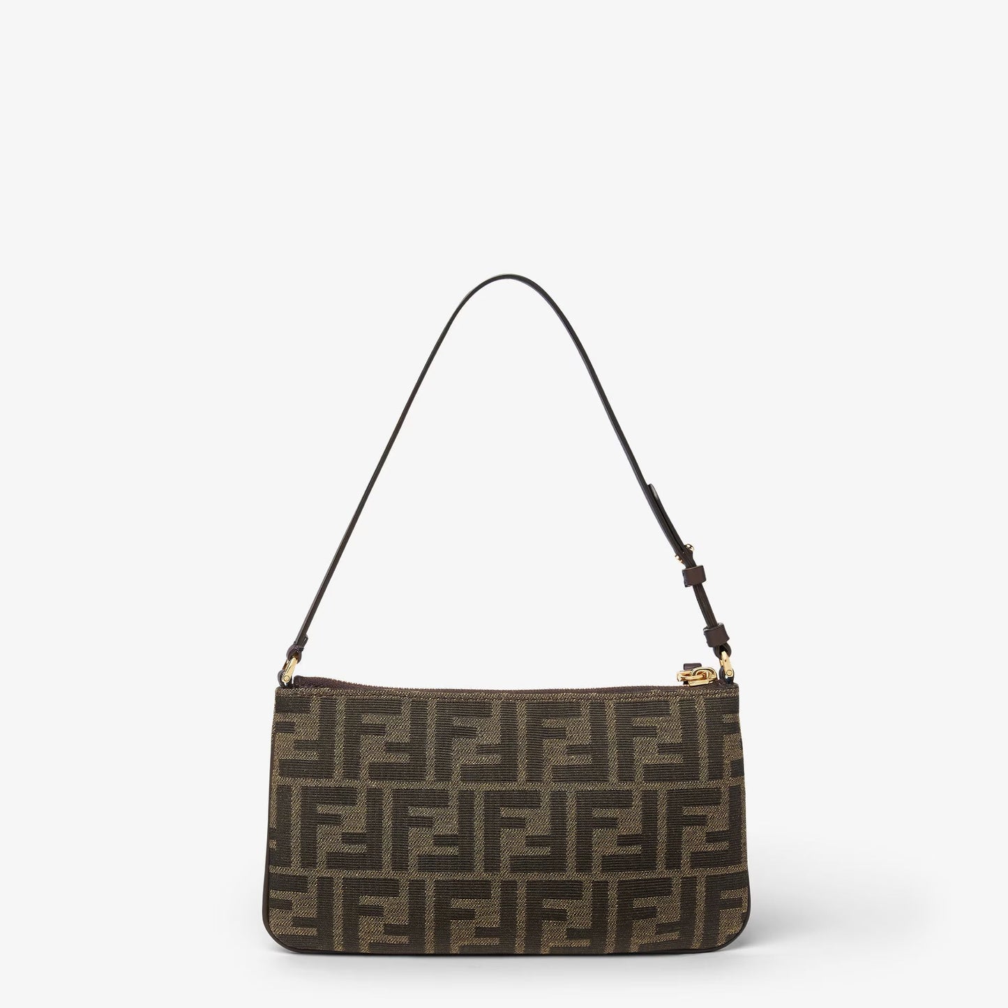Cuero | Flat Baguette Pouch Tobacco brown FF jacquard fabric pouch