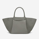 Demellier The Midi New York Stone Grey Small Grain Ecru Stitching