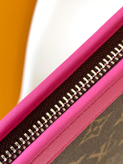 Cuero | Flat Zip Pouch Pink Edge