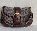 Coach Soho Shoulder Bag – Signature Canvas with Brown Leather
