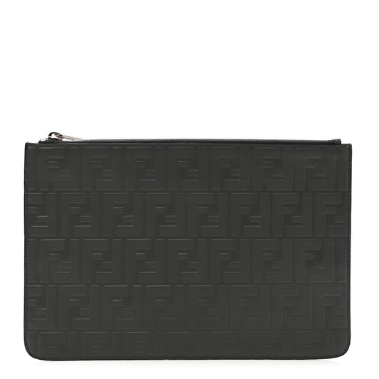 Cuero | Vitello Grace FF Embossed Pouch Black