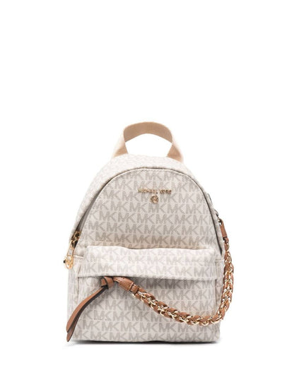 Cuero | Small Rhea Monogram print backpack in offwhite