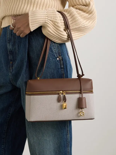 Cuero | Loro Piana L27 canvas and leather shoulder bag
