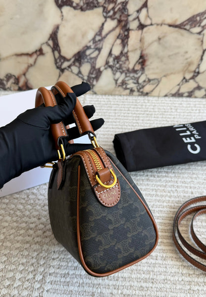 Cuero | Brown Monogram Bowling Bag