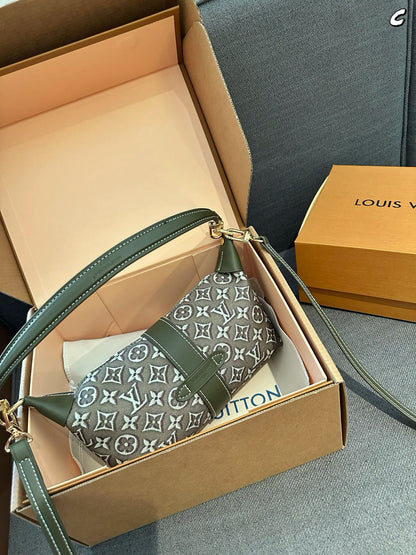 Cuero | Mini Monogram Jacquard Buckle Strap Hobo Bag - Olive Green
