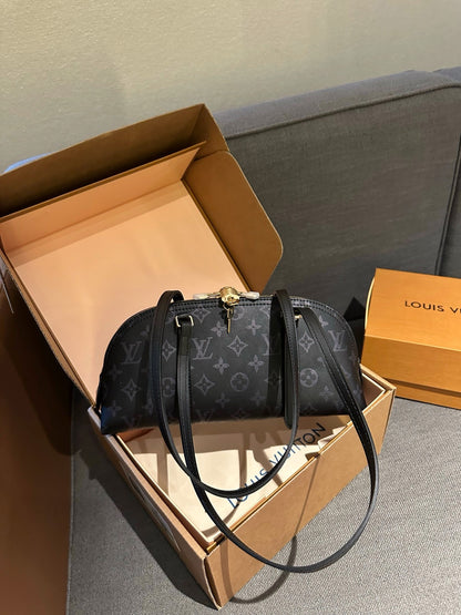 Cuero | Monogram Dome Zip Shoulder Bag - Black