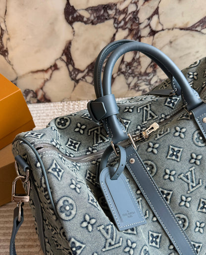 Cuero | Denim Monogram Duffle Bag