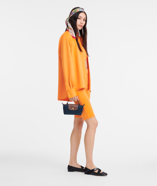 Cuero | Le Pliage Pouch with handle Navy