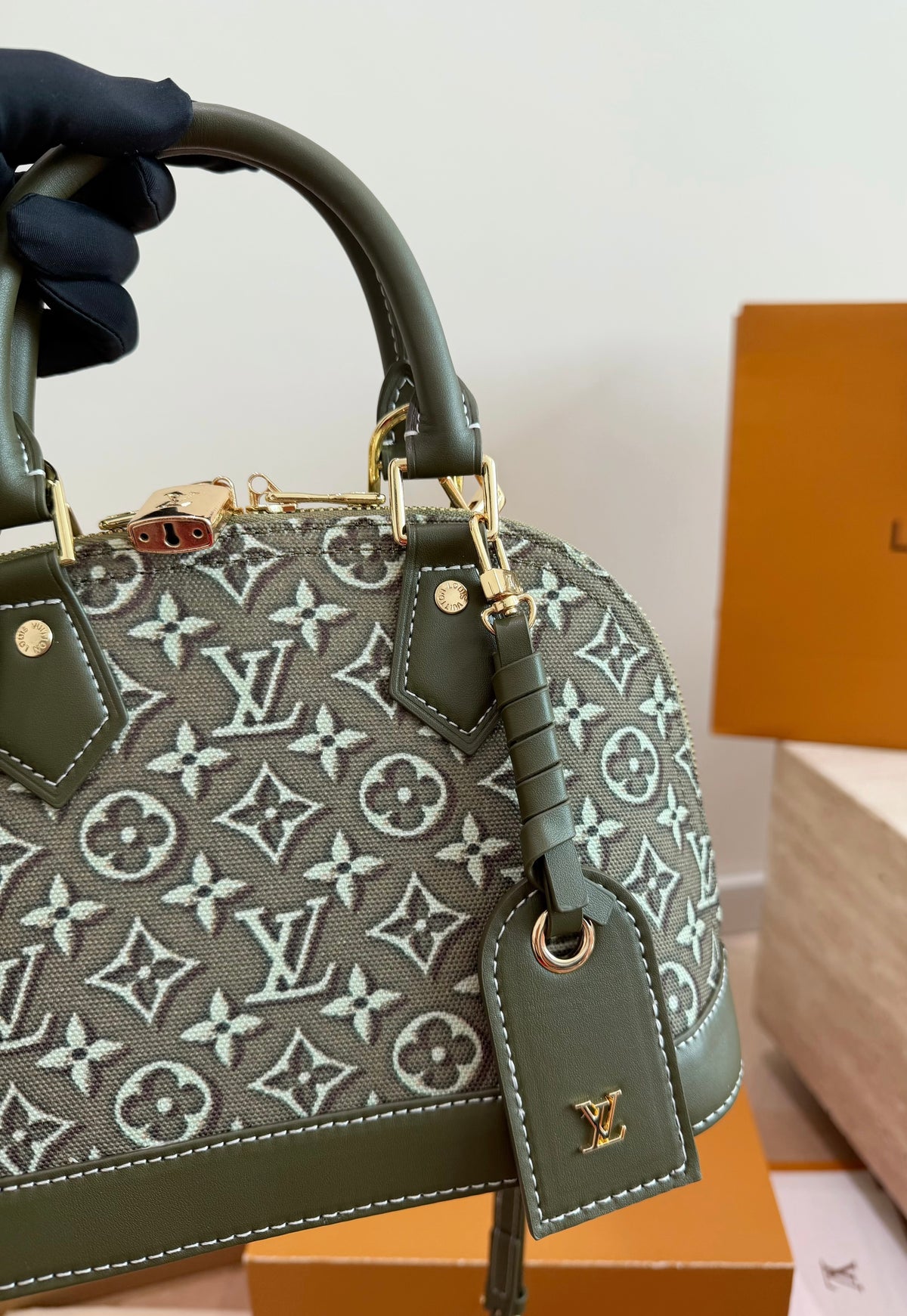 Cuero | Mini Monogram Jacquard Dome Top Handle Bag - Olive Green