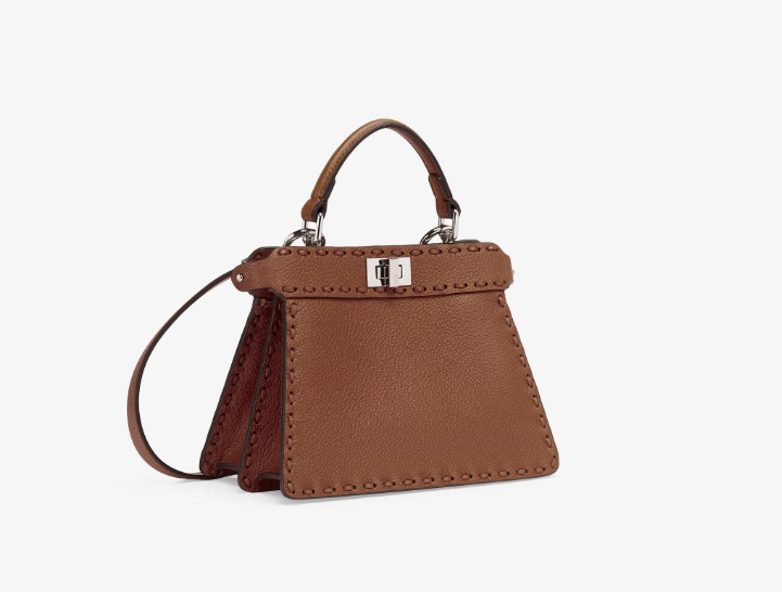 Cuero | Peekaboo ISeeU Petite Brown Selleria bag with 306 hand-sewn topstitches