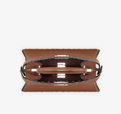 Cuero | Peekaboo ISeeU Petite Brown Selleria bag with 306 hand-sewn topstitches