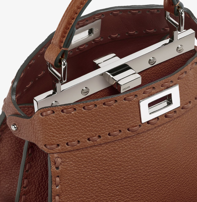 Cuero | Peekaboo ISeeU Petite Brown Selleria bag with 306 hand-sewn topstitches