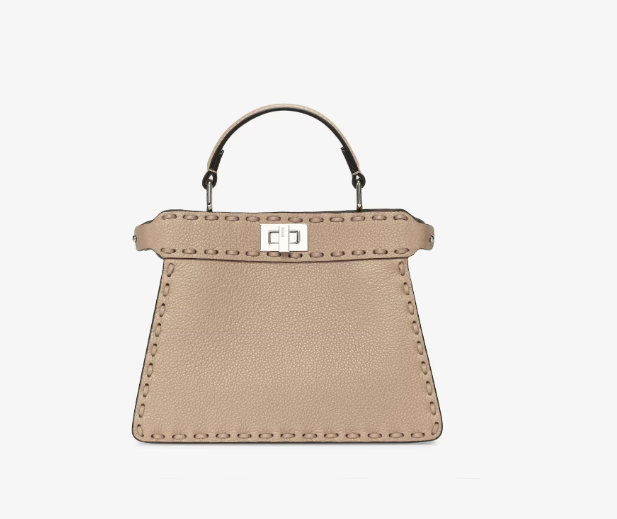 Cuero | Peekaboo ISeeU Petite Dove grey Selleria bag with 306 hand-sewn topstitches