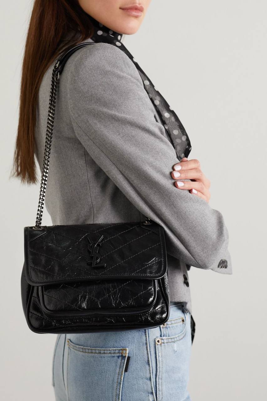 Cuero | NIKI Medium quilted crinkled glossed-leather shoulder bag