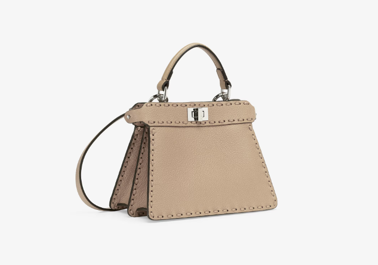 Cuero | Peekaboo ISeeU Petite Dove grey Selleria bag with 306 hand-sewn topstitches