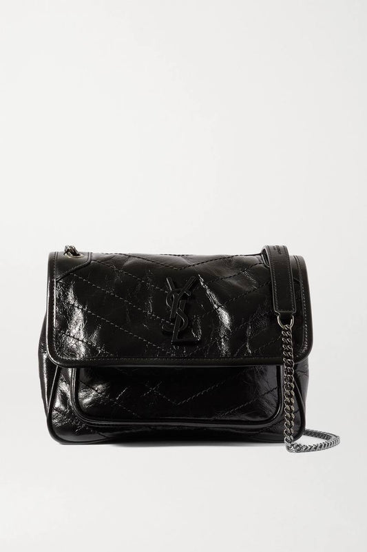 Cuero | MINI QUILTED CRINKLED GLOSSED-LEATHER SHOULDER BAG