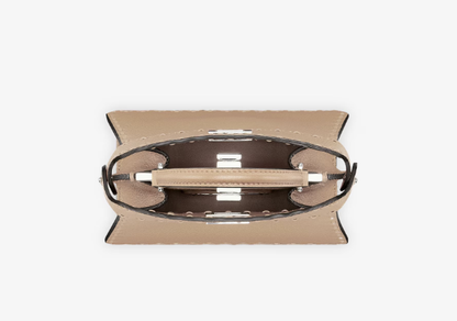 Cuero | Peekaboo ISeeU Petite Dove grey Selleria bag with 306 hand-sewn topstitches