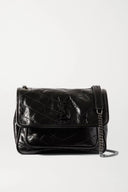SAINT LAURENT NIKI Medium quilted crinkled glossed-leather shoulder bag