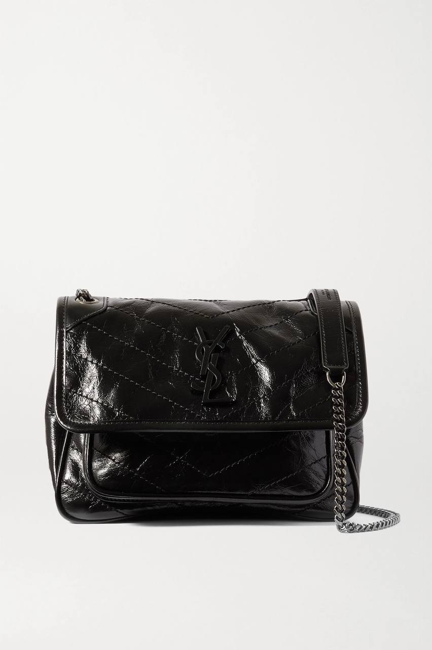 Cuero | NIKI Medium quilted crinkled glossed-leather shoulder bag