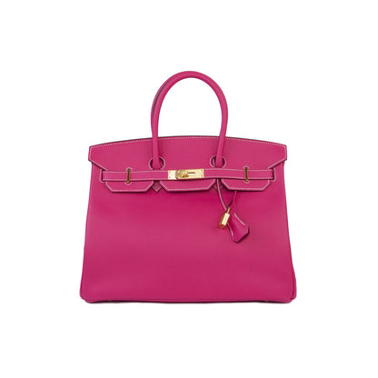 Cuero | Birkin Hot Pink Leather Gold Hardware